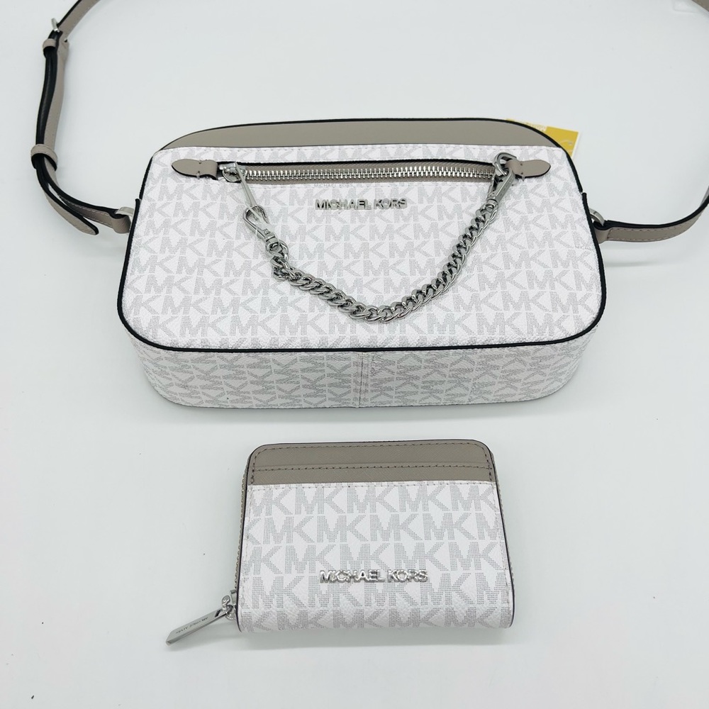 Michael Kors Large EW Zip Chain Xbody Bag & Card Case Wallet - Picture 9 of 11